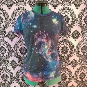 Galaxy Print Girls Mesh T-Shirt